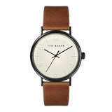 Ted Baker Men 43 mm Quartz Analog Cream Dial Brown Leather Strap Watch BKPPGF110