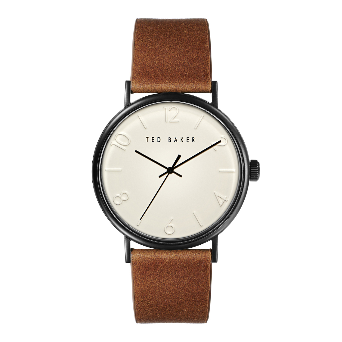 Ted Baker Men 43 mm Quartz Analog Cream Dial Brown Leather Strap Watch BKPPGF110