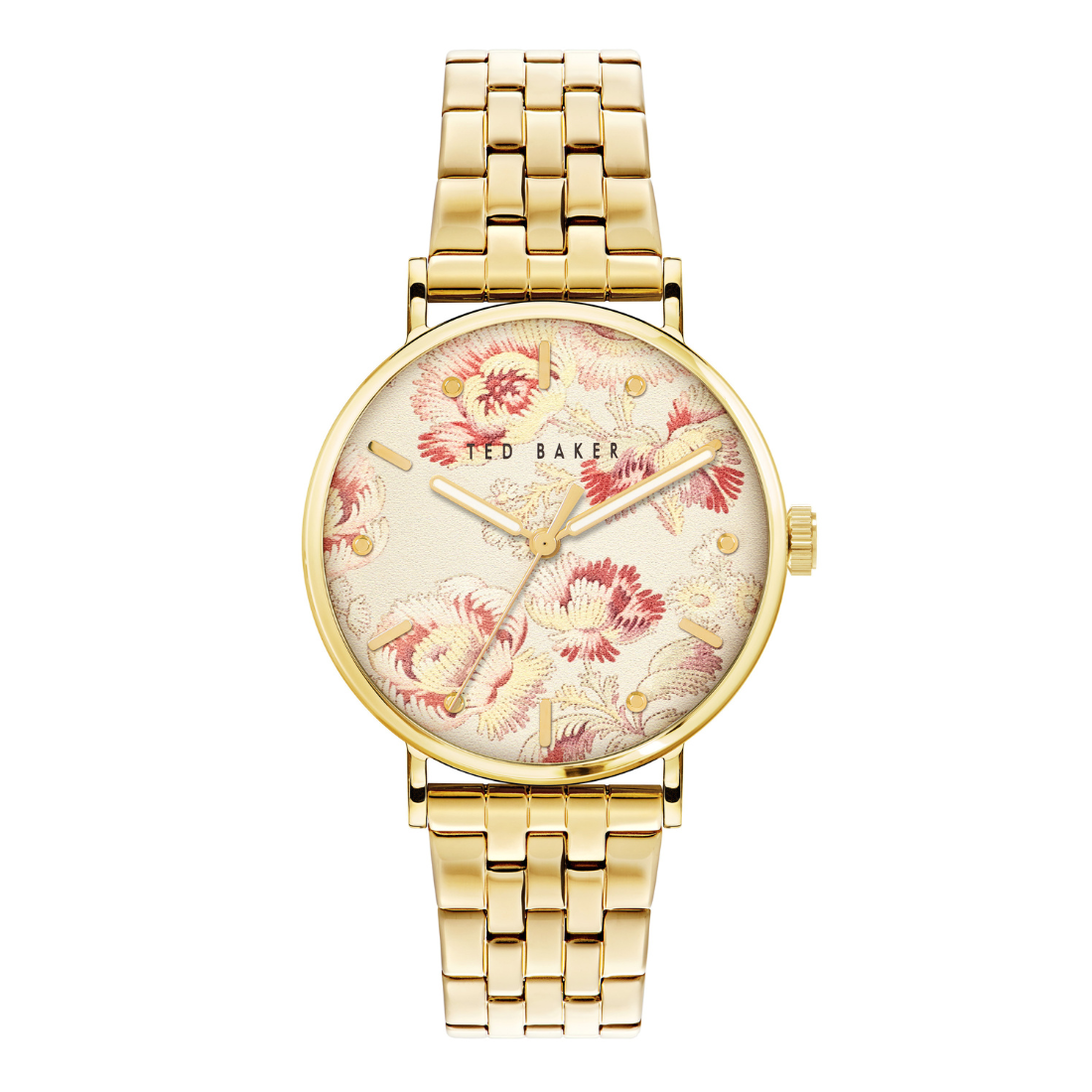 Ted Baker Women 37 mm Quartz Analog Beige Dial Gold Stainless Steel Strap Watch BKPPHF208