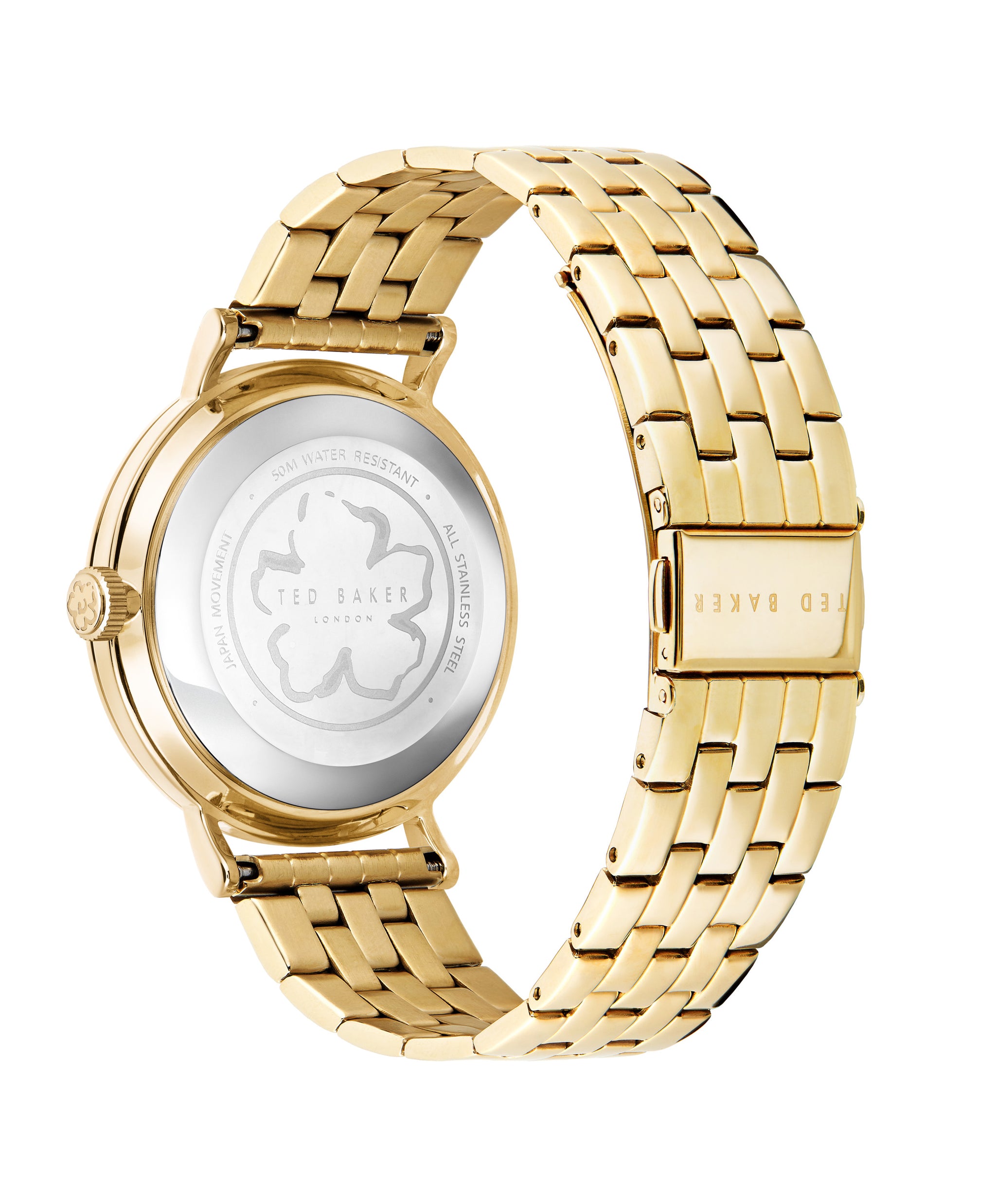Ted Baker Women 37 mm Quartz Analog Beige Dial Gold Stainless Steel Strap Watch BKPPHF208