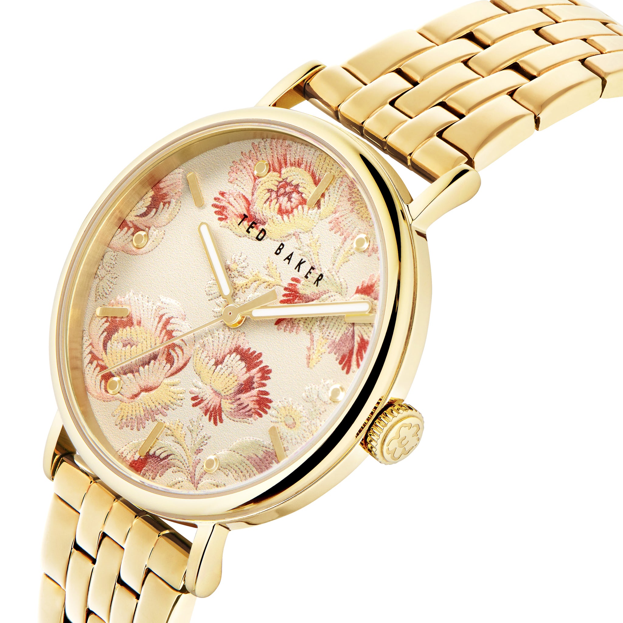 Ted Baker Women 37 mm Quartz Analog Beige Dial Gold Stainless Steel Strap Watch BKPPHF208