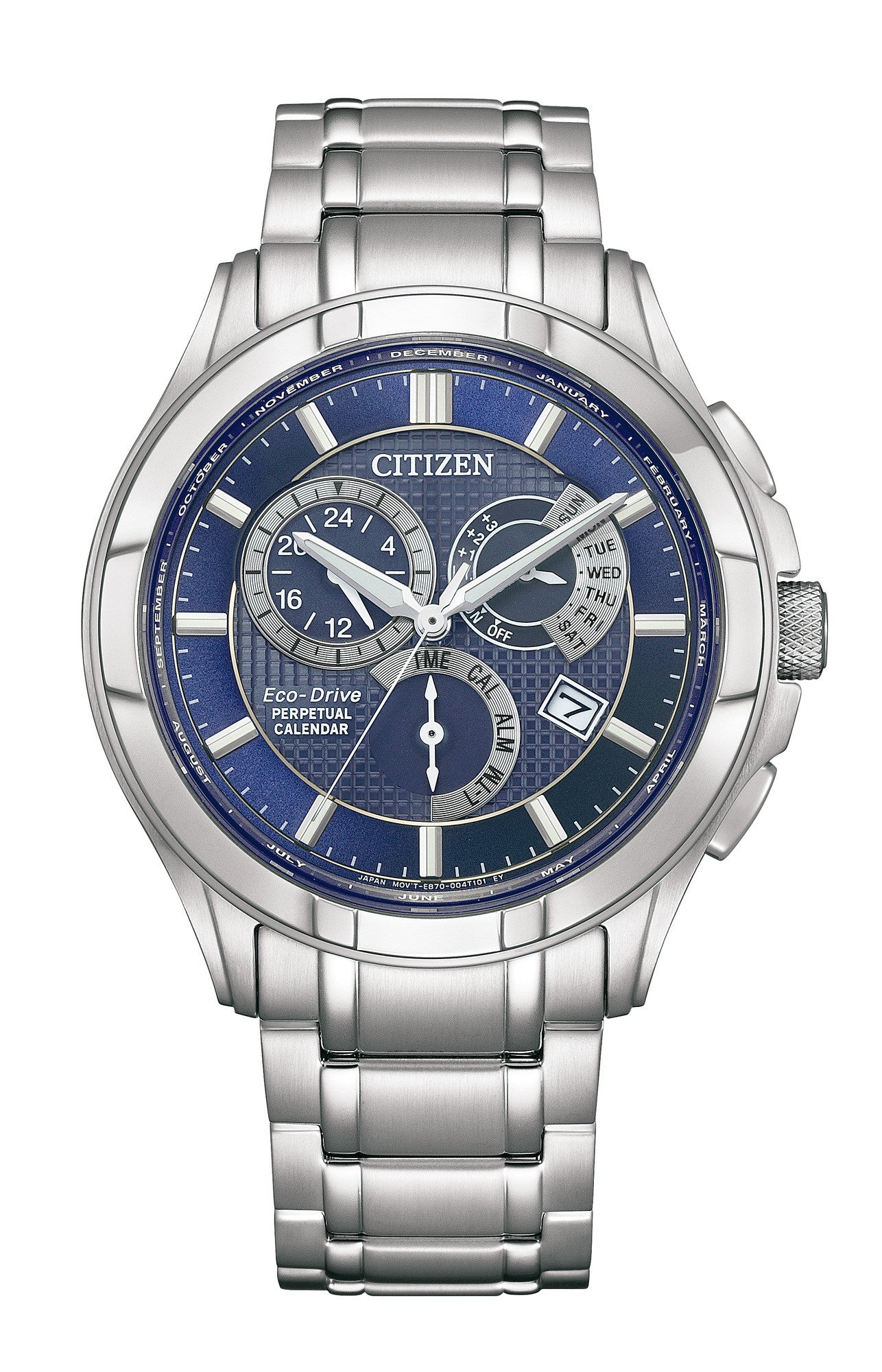 Citizen Eco drive Perpetual calender 42 mm Blue Dial Men Watch- BL8160-58L