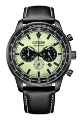 Citizen Men Eco-Drive Chronograph Green Dial Leather Watch - CA4505-21X
