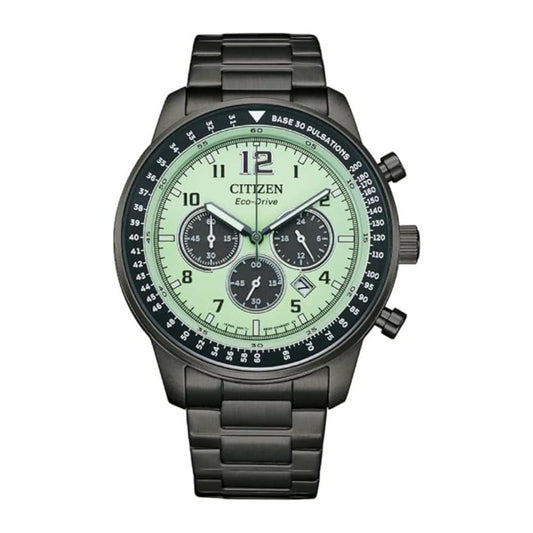 Citizen Stainless Steel Chronograph Eco-Drive Green Dial Men Analog Watch Ca4507-84X