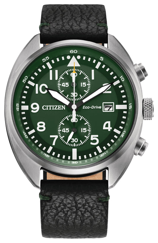 Citizen Eco-Drive 41 mm Green Dial Chronograph  Men Watch- CA7041-07X