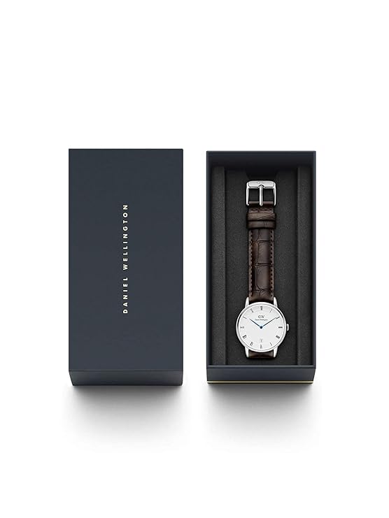 Daniel Wellington Women 34 mm Quartz Analog White Dial Brown Leather Strap Watch DW00100097