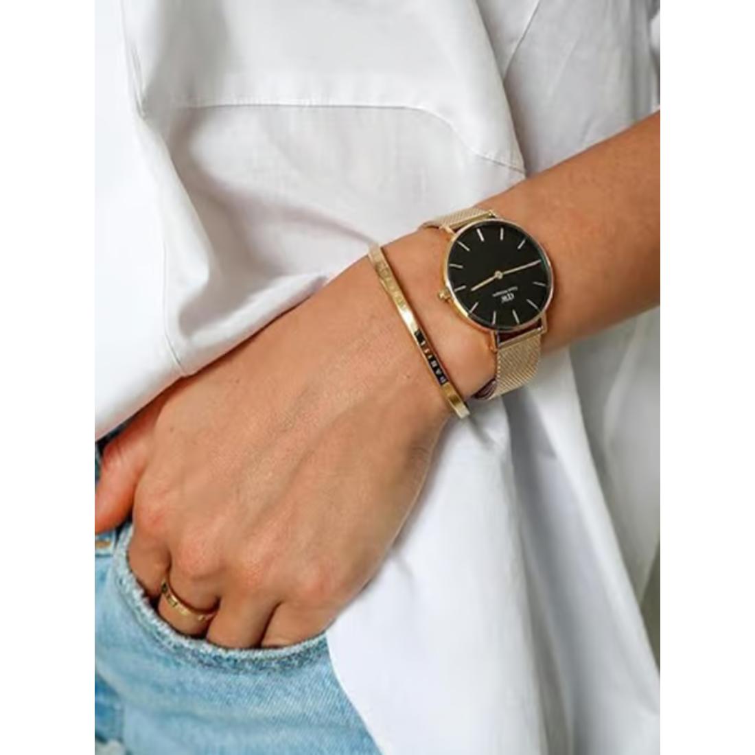 Daniel Wellington Women Petite 28 Evergold G Black Watch - DW00100349