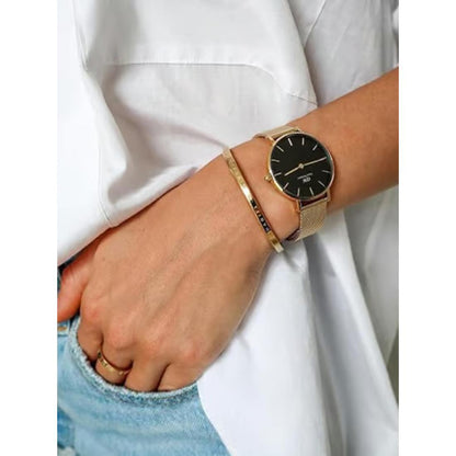 Daniel Wellington Women Petite 28 Evergold G Black Watch - DW00100349