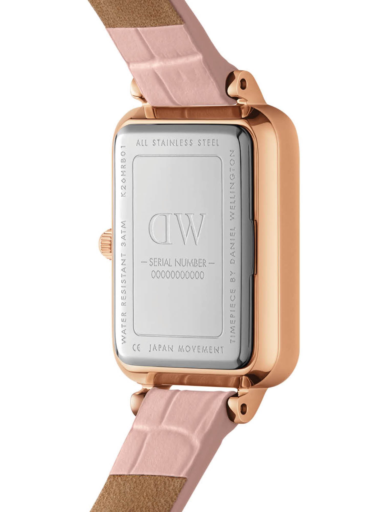 Daniel Wellington Quadro 20x26 mm Pink Rectangle Dial Women Watch  DW00100509