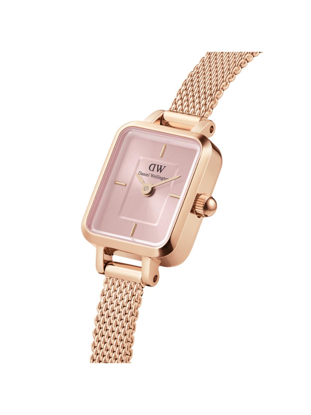 Daniel Wellington Quadro 15.4x18.2mm Pink Dial Women Analog Watch DW00100650