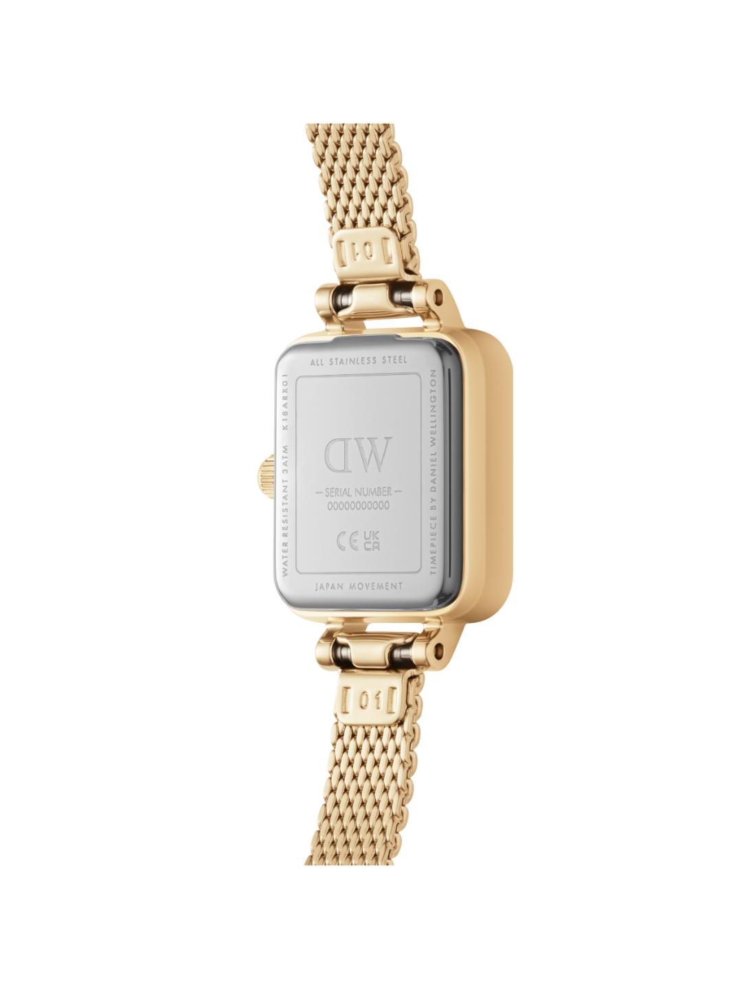 Daniel Wellington Quadro 15.4x18.2mm Gold Dial Women Analog Watch DW00100656