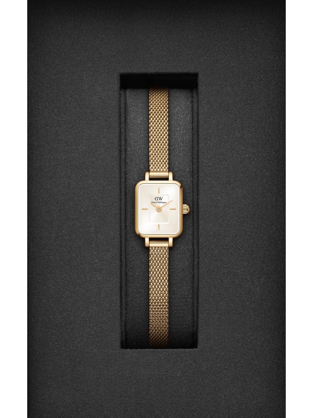 Daniel Wellington Quadro 15.4x18.2mm Gold Dial Women Analog Watch DW00100656