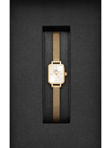 Daniel Wellington Quadro 15.4x18.2mm Gold Dial Women Analog Watch DW00100656