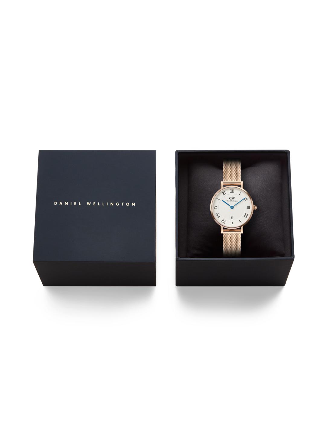 Daniel Wellington Petite Women 28 Roman Numerals Date Melrose White Analog Watch DW00100856