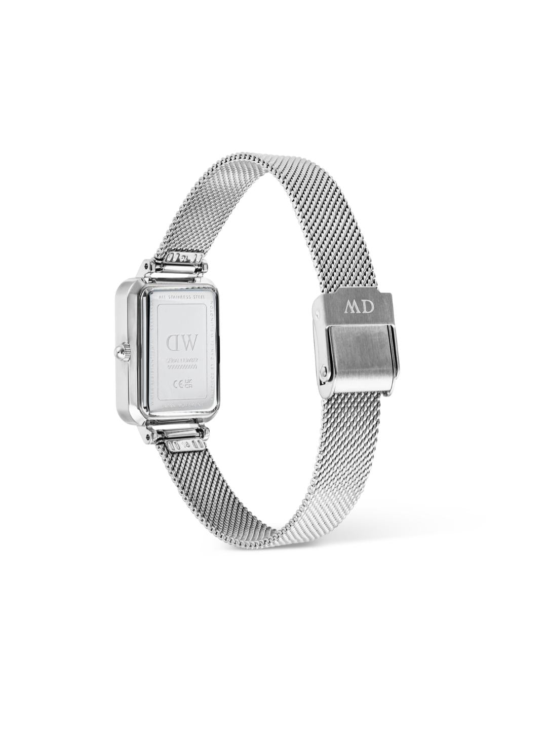 Daniel Wellington Quadro Women 20x26 Roman Numerals Date Sterling White Watch DW00100863