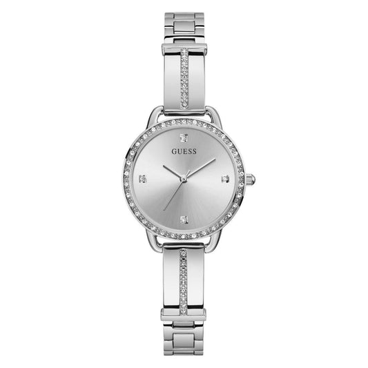 Guess Women 30 mm Silver Dial Analog Watch- GW0022L1