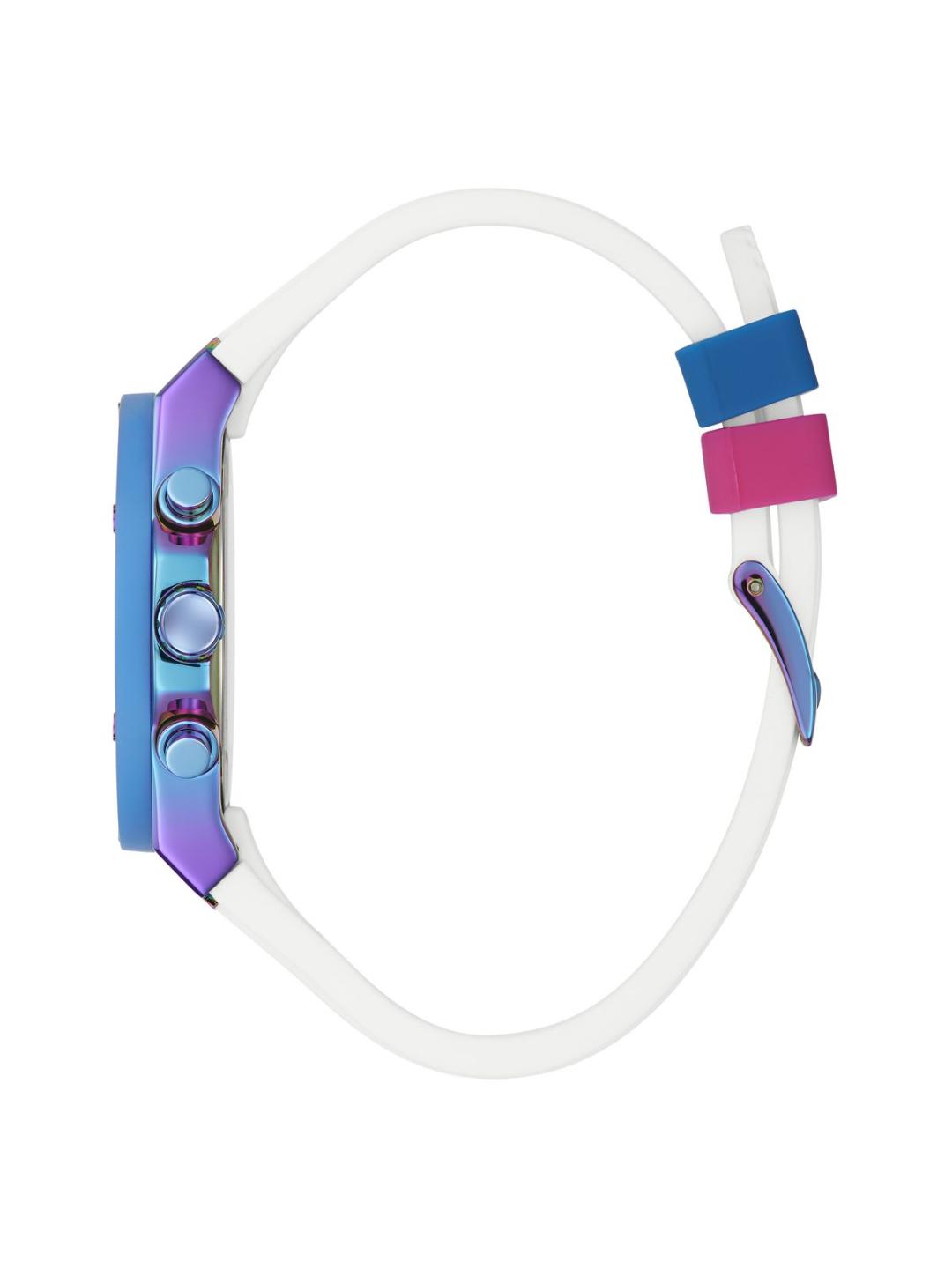 Colorful swim goggle strap on a white background