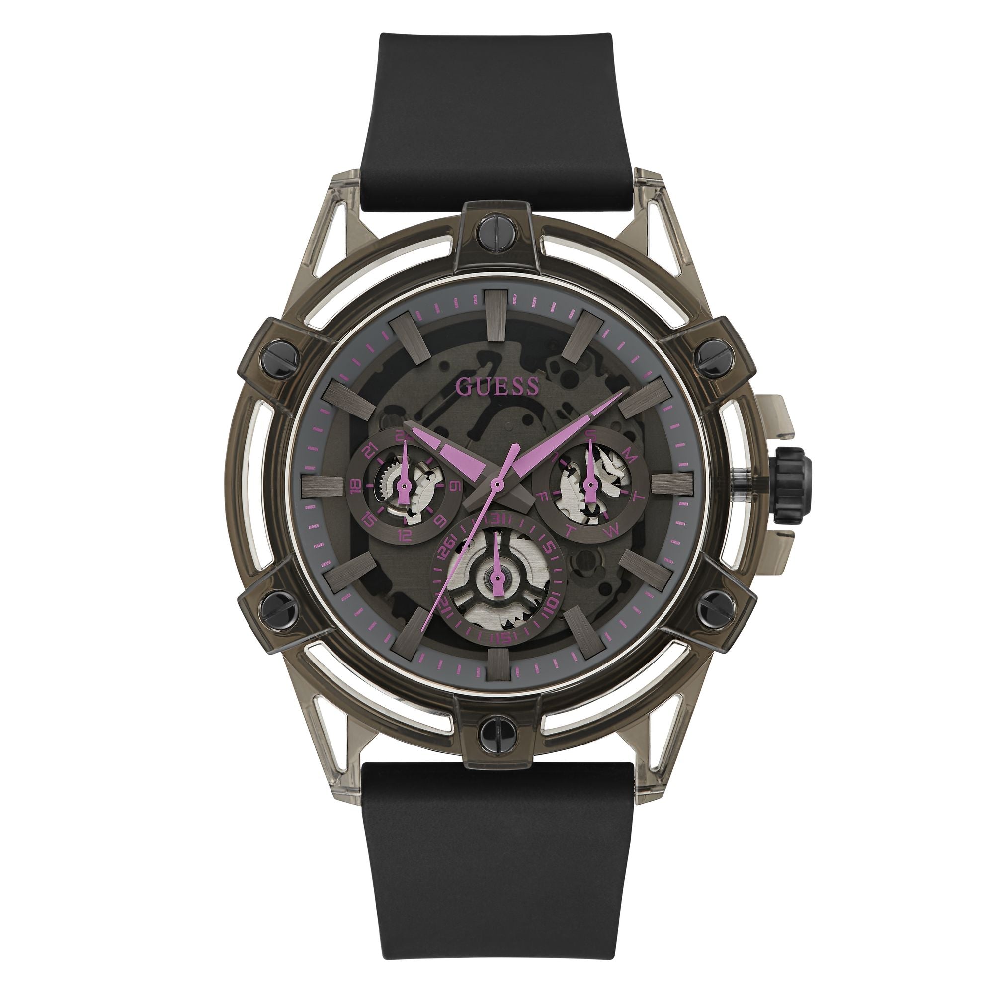 Guess Sporting Pink 48 mm Black Dial Men Analog Watch GW0032G2