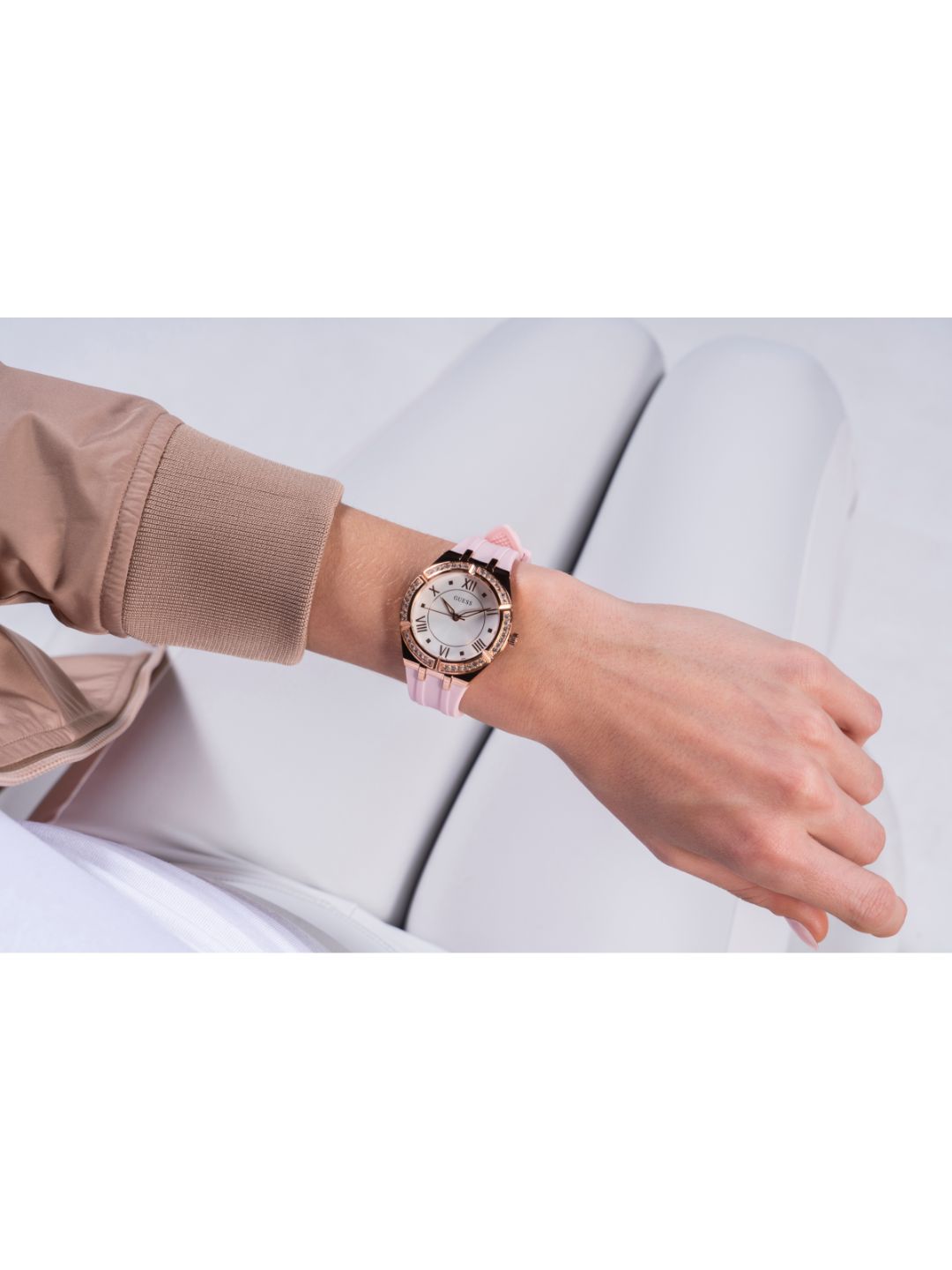 Guess Ladies Sport Silver Dial Watch GW0034L3