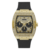 Guess Phoenix Collection Multi-Function Mens Analog Gold Dial Coloured Quartz Watch, Tonneau Dial with 43 X 51 mm Case Width GW0048G2