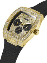 Guess Phoenix Collection Multi-Function Mens Analog Gold Dial Coloured Quartz Watch, Tonneau Dial with 43 X 51 mm Case Width GW0048G2