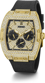 Guess Phoenix Collection Multi-Function Mens Analog Gold Dial Coloured Quartz Watch, Tonneau Dial with 43 X 51 mm Case Width GW0048G2