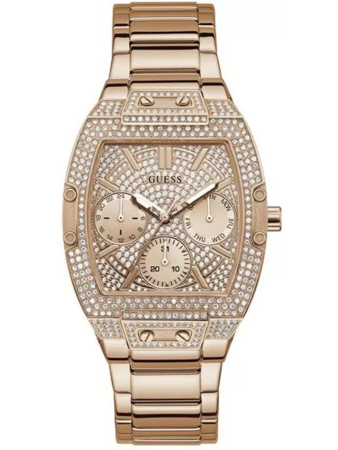 Guess Women Quartz Rose Gold Dial Analog Stainless Steel Watch GW0104L3
