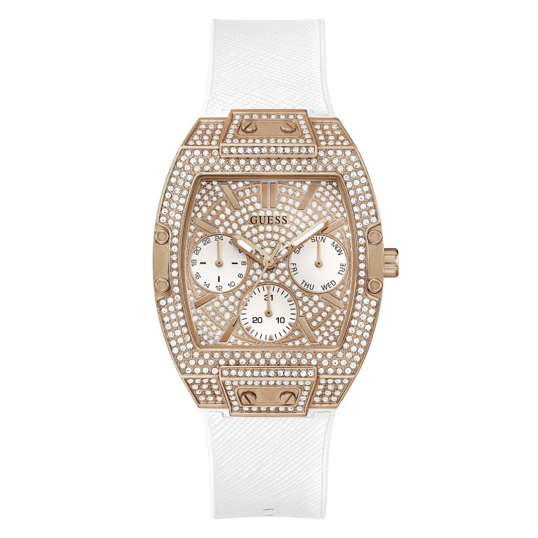 Guess Trend 37.1 mm Size White Dial Women Chronograph Watch GW0105L3