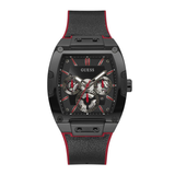 Black and red Guess watch on a white background
