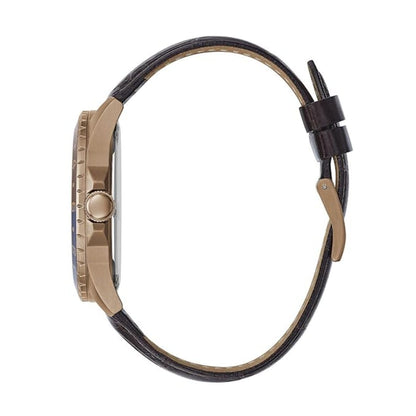 Guess Leather Analog Blue Dial Men's Watch-GW0221G2