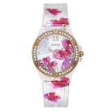 Guess Women 38 mm Size Floral Print Analog Watch GW0239L1