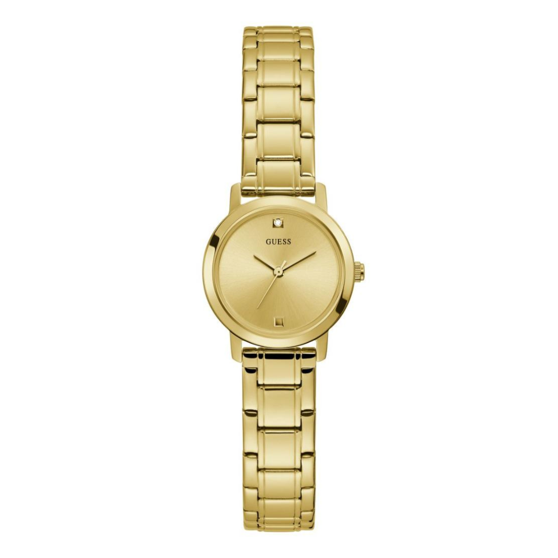Gold watch with a bracelet on a white background