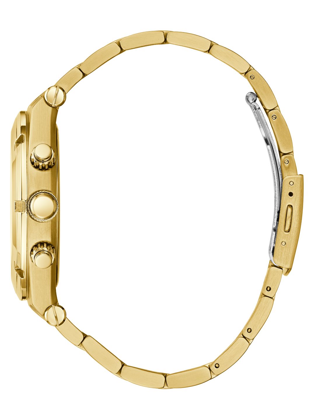 Guess Men 44 mm Quartz Multifunction Analog Black Dial Gold Stainless Steel Strap Watch GW0260G2