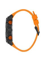 Orange watch strap on a white background