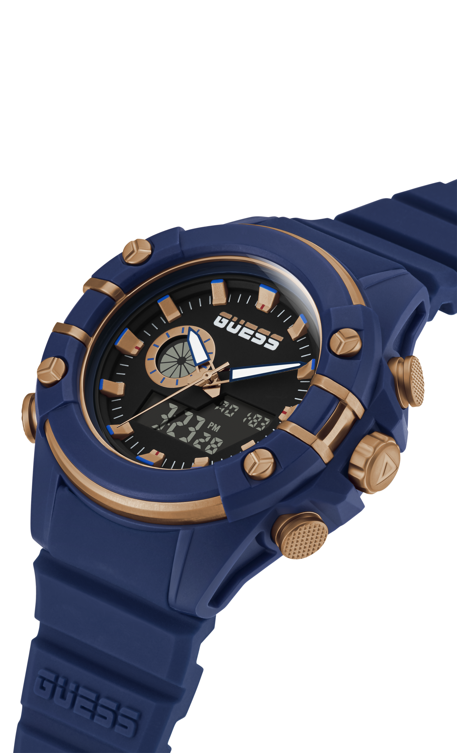 Guess Men 47 mm Analog Digital Black Dial Watch GW0269G2