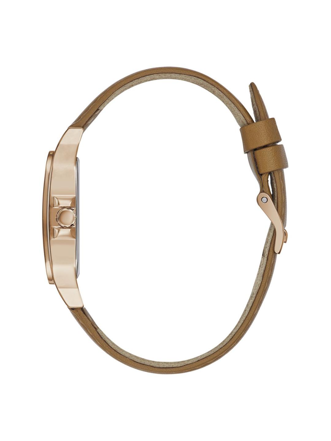 Watch with a brown strap on a white background