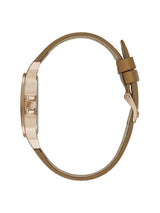 Watch with a brown strap on a white background