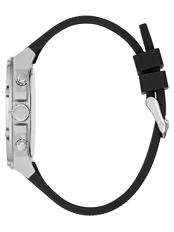 Guess Men Stainless Steel Quartz Watch with Silicone Strap Black GW0334G1
