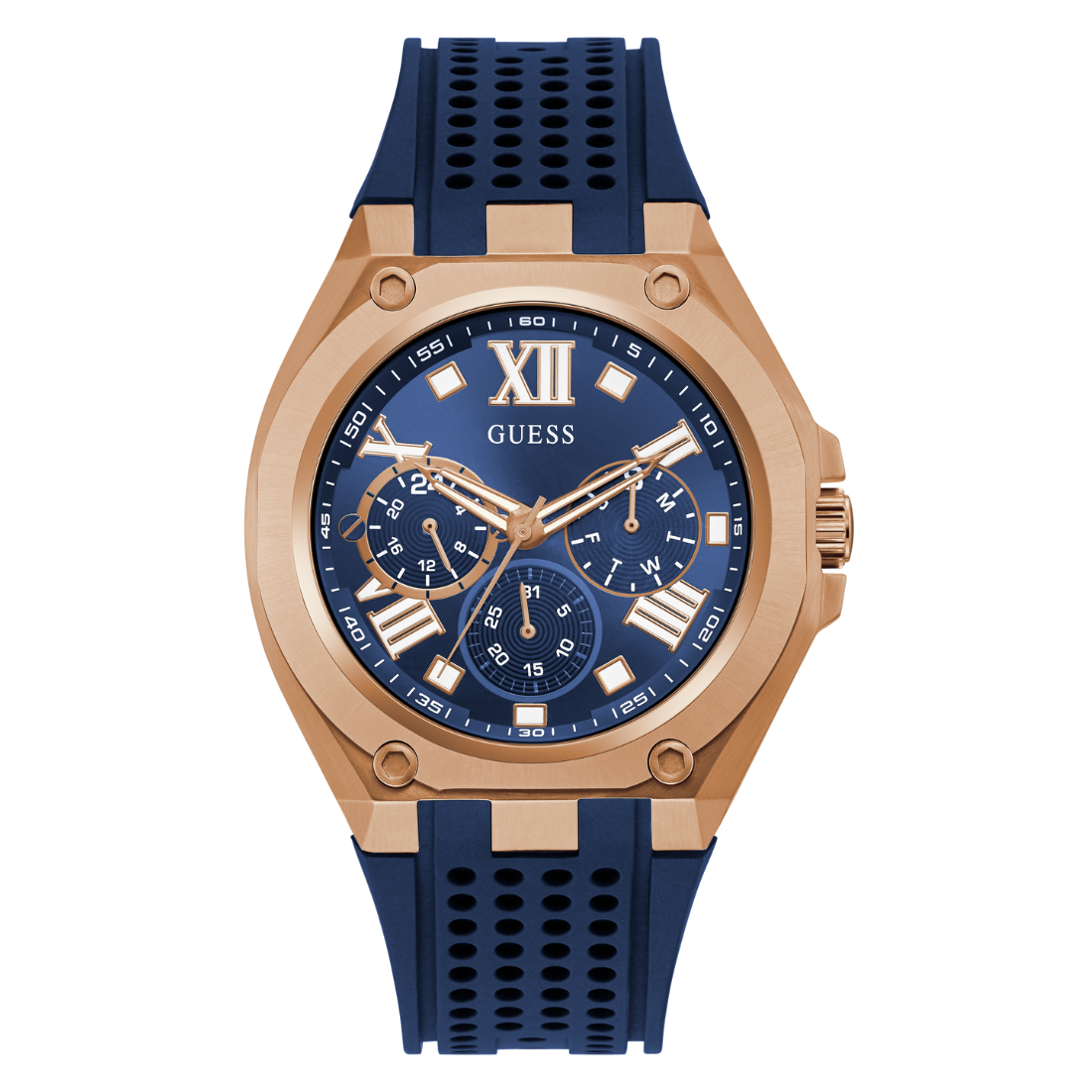 Guess Men 46 mm Quartz Multifunction Blue Dial Blue Silicone Strap Watch GW0363G2