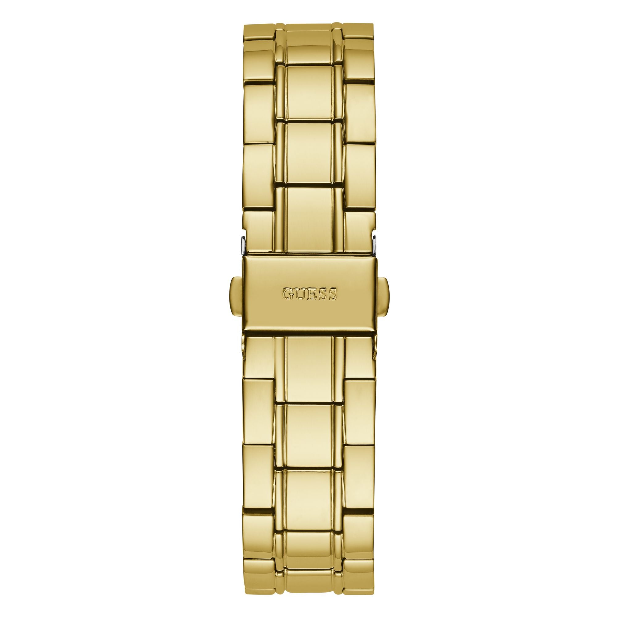 A gold-tone stainless steel link watch band with a polished finish and a rectangular clasp engraved with 'OSTS', shown against a plain white background.