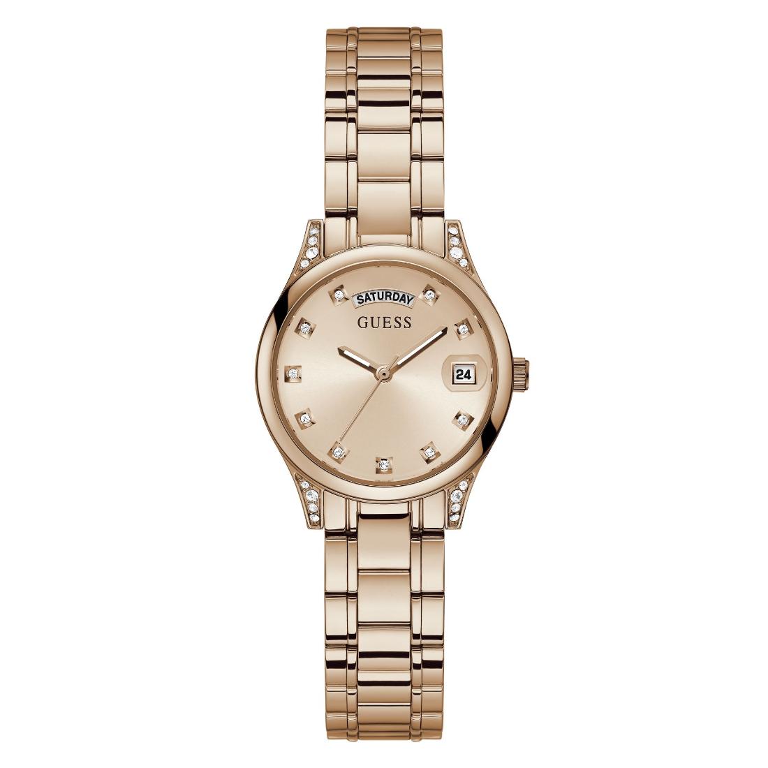 Guess Mini Aura 31 mm Size Rose Gold Dial Women Analog Watch GW0385L3
