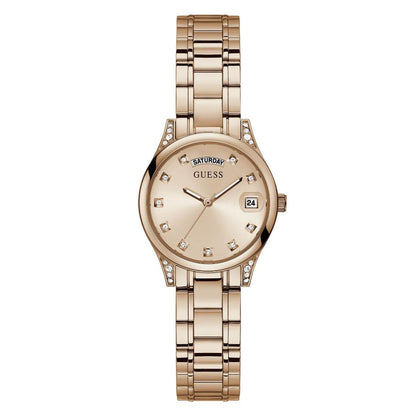 Guess Mini Aura 31 mm Size Rose Gold Dial Women Analog Watch - GW0385L3