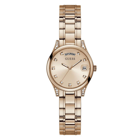 Guess Mini Aura 31 mm Size Rose Gold Dial Women Analog Watch - GW0385L3