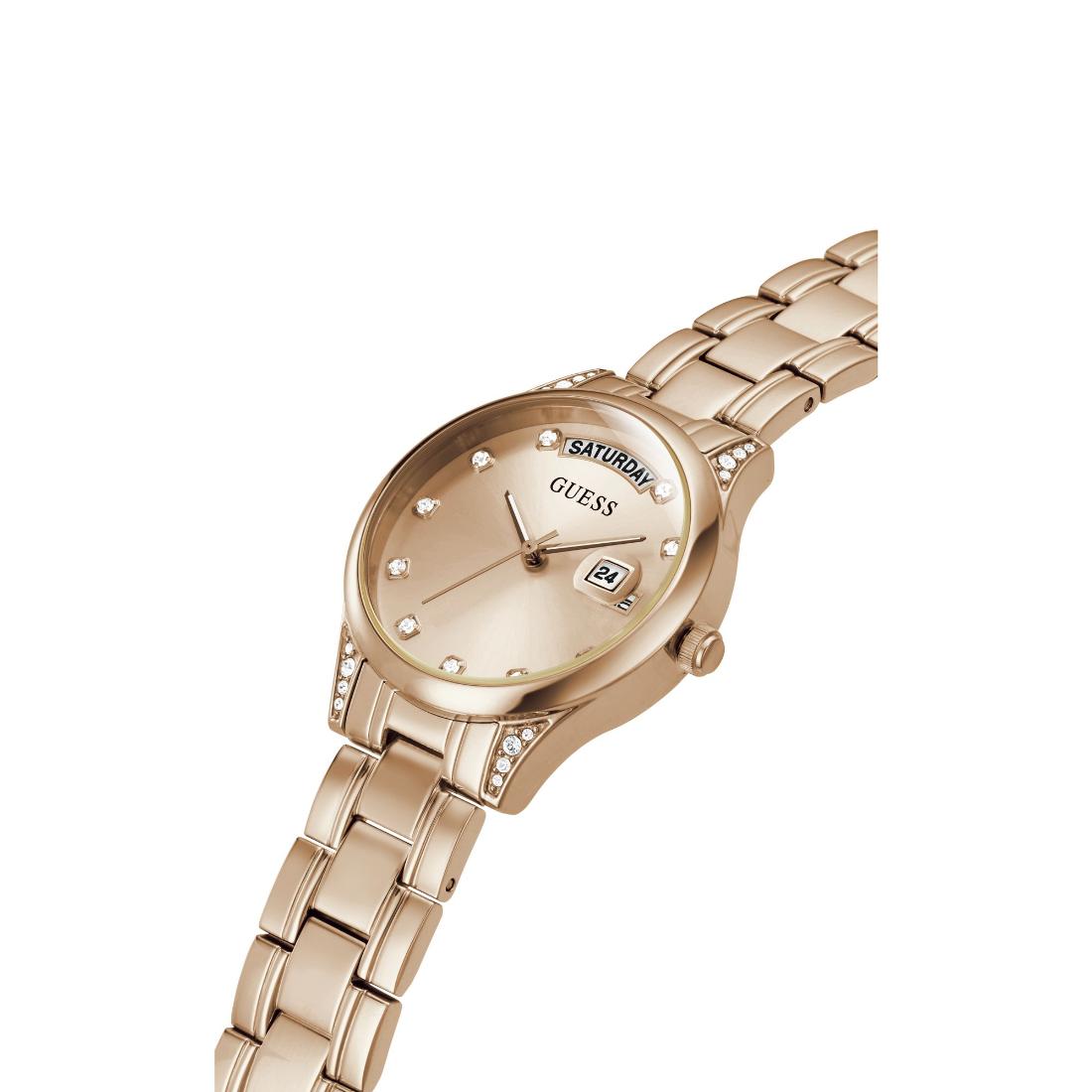 Guess Mini Aura 31 mm Size Rose Gold Dial Women Analog Watch - GW0385L3