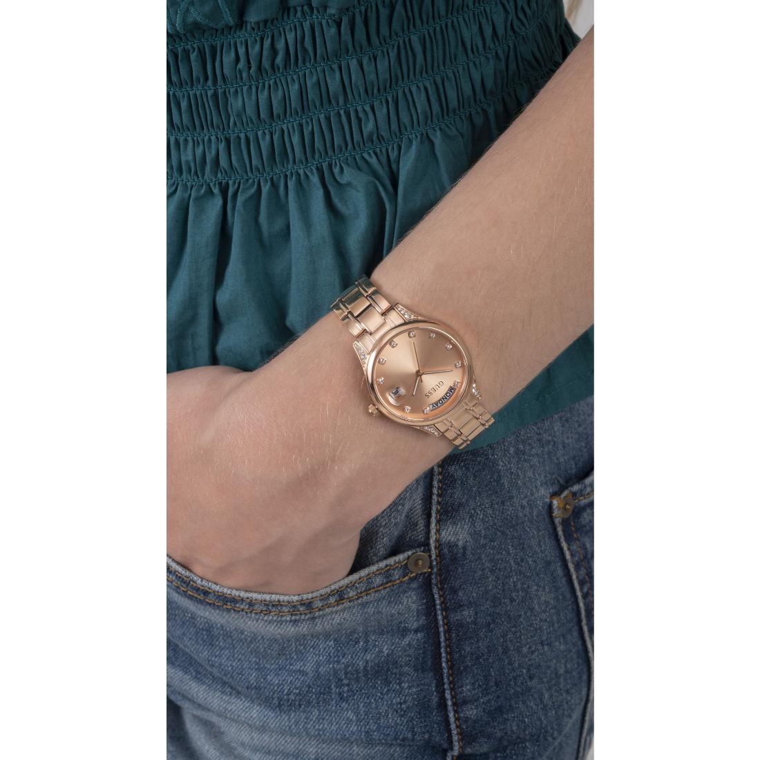 Guess Mini Aura 31 mm Size Rose Gold Dial Women Analog Watch GW0385L3