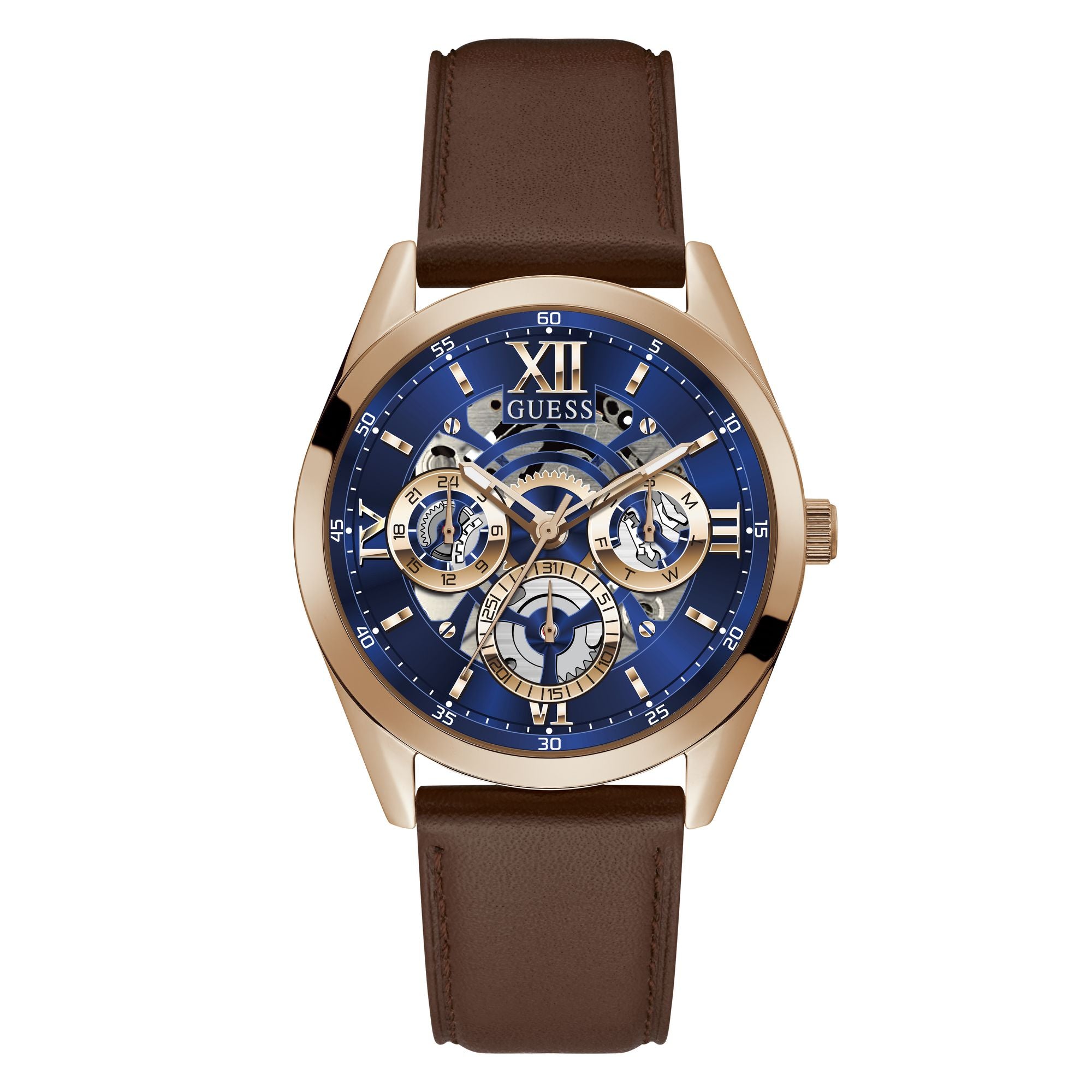 Guess Mens Brown Rose Gold Tone Watch GW0389G3