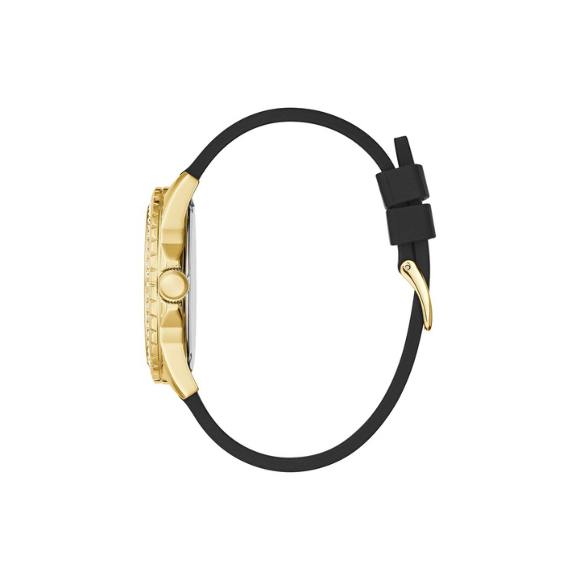 Guess Golden Dial Men Silicone Strap Analog Watch GW0396G2
