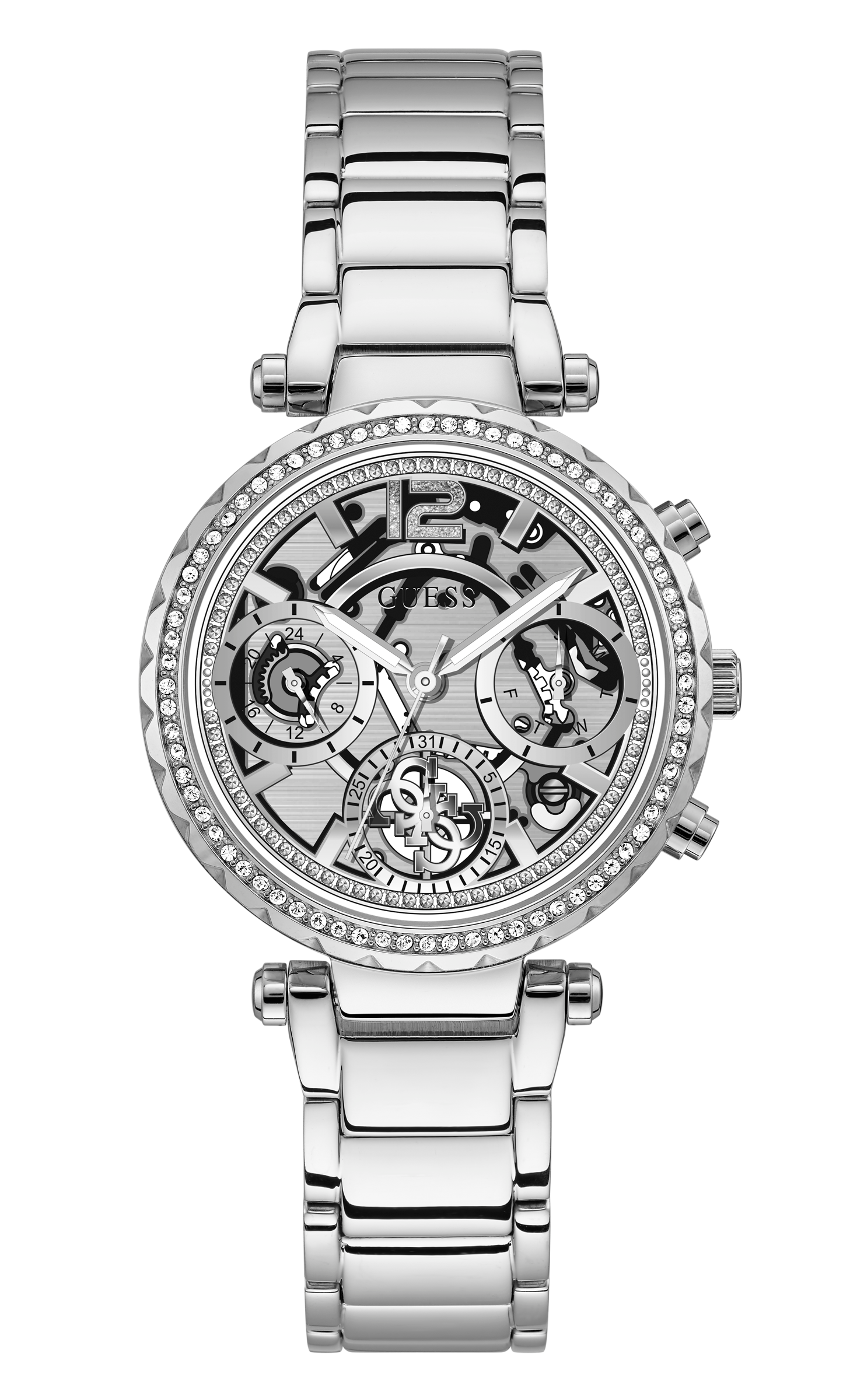 Guess 37 mm Ladies Silver Multi function Watch GW0403L1