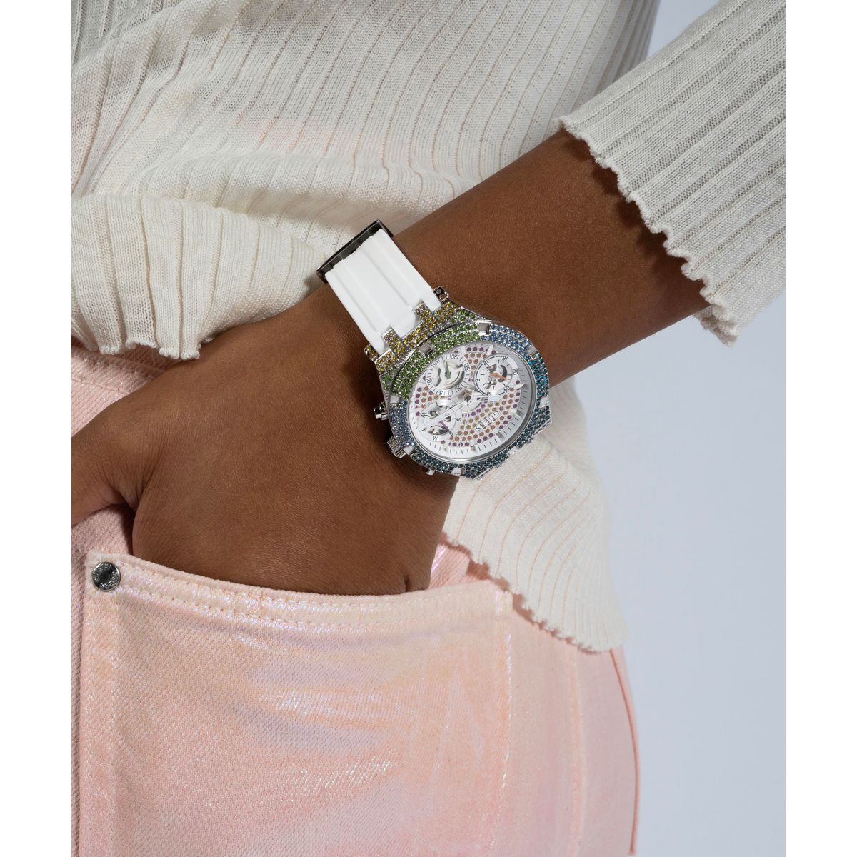 Guess Sport Women 38 mm White Dial Analog Watch GW0407L4