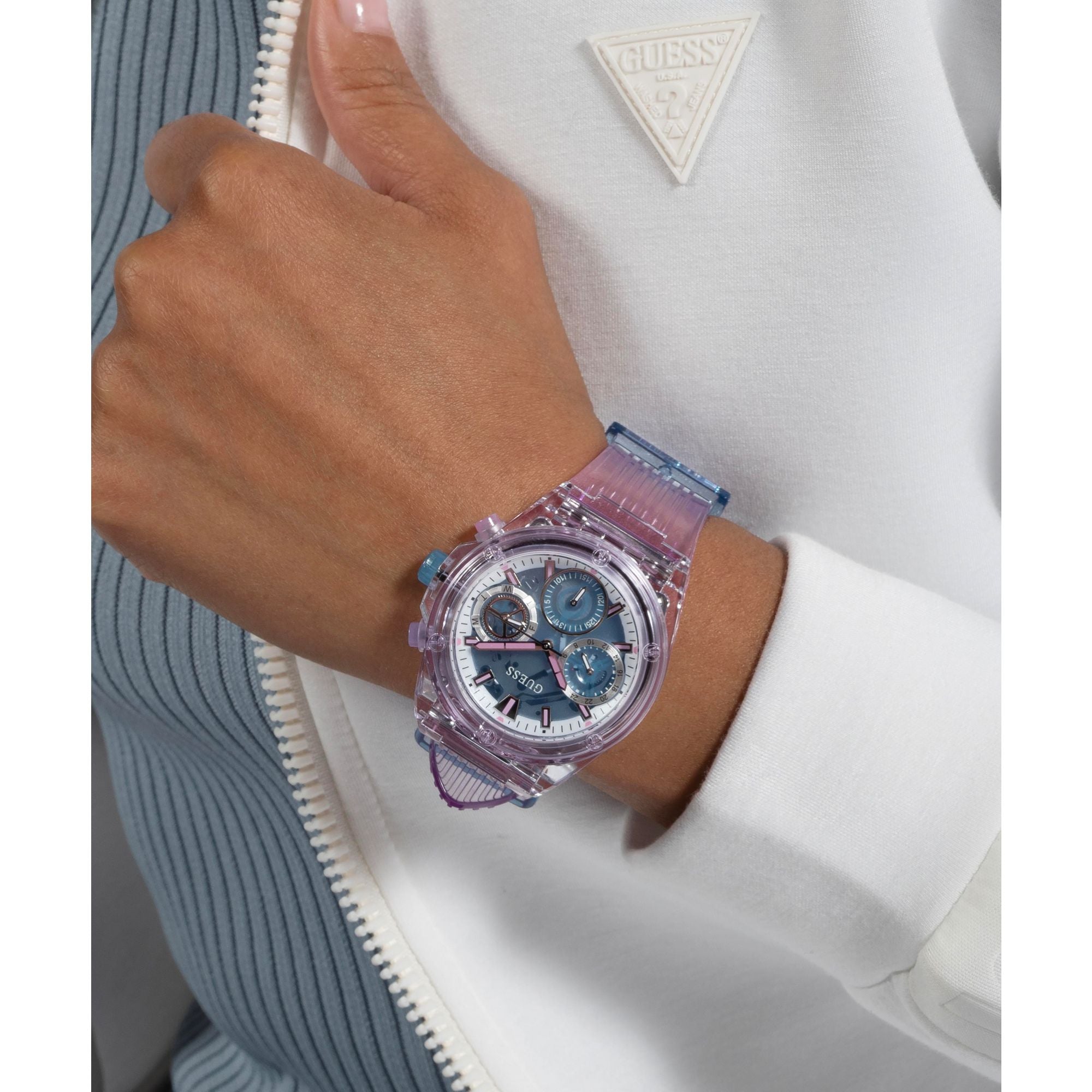 Guess Sport 39 mm Blue Dial Women Chrono Watch GW0438L6